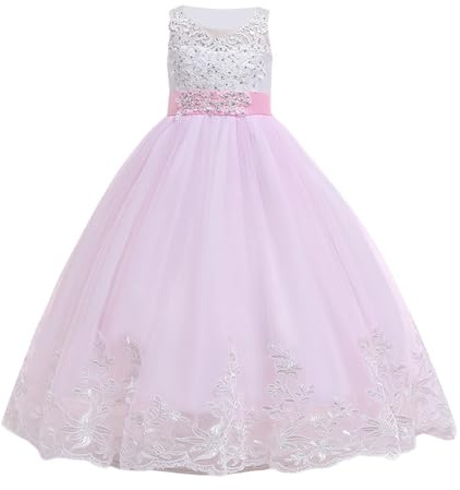 Générique Fille Robe de Mariage Longue Vêtements Tutu Princesse Robe Demoiselle d'honneur Vêtement Luxueuse Robes de Soirée Fête sans Manches Habillement