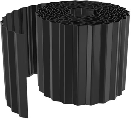 VANCHEMO Bordure de pelouse en métal flexible - Bordure de parterre galvanisée - 10 m x 18 cm de haut - Noir