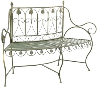FAJNUZI2024 Metallbank Gartenbank im Vintage-Stil, Grün, mit Rückenlehne, Doppelsitzbank aus Eisen for den Außenbalkon, for Veranda, Hof, Terrasse, Park Sitzbank
