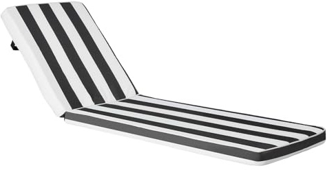 VEVOR Chaise Lounge Cushion, 74 x 22 x 3 in, Set of 2 Outdoor Lounge Chair Cushions, Waterproof & Fade-Resistant Sun Lounger Cushions with Ties, Patio Lounger Pads for Pool Deck, Black & White Stripes