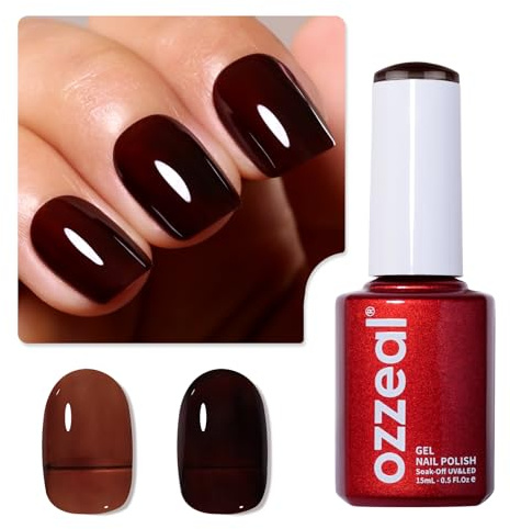 Ozzeal Jelly UV Nagellack, 15ML Dunkel Braun Gelee UV Gel Nagellack Transparent Herbst Winter Jelly Gel Nail Polish Soak Off LED für Art DIY Maniküre