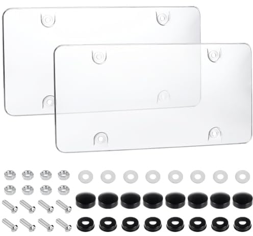 FINGERINSPIRE 2-Pack Cache Cadre Plaque D'Immatriculation Transparent 313x160x15mm Protection Bulle Plaque Tous Temps Cadre de Protection avec Vis pour Plaques D'Immatriculation Avant et Arrière
