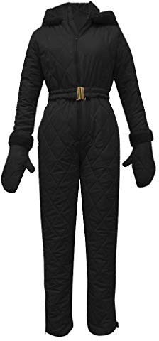 GBZIJIE Schneeanzug Winter Warme Frauen einteilig Ski Jumpsuit Atmungsaktiv Snowboard Jacket Skifahren Hose Sets Bodysuits Outdoor Schnee Anzüge Reißverschluss Skianzug(Black,XXL)