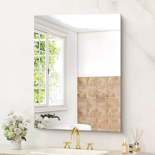 KOCUUY Rechteckiger rahmenloser Badezimmerspiegel, 60 x 80 cm Wandspiegel, Spiegel mit Shatterproof Glas, HD Reflexion, modernem Design, geeignet für Badezimmer, Schlafzimmer oder Ankleidezimmer