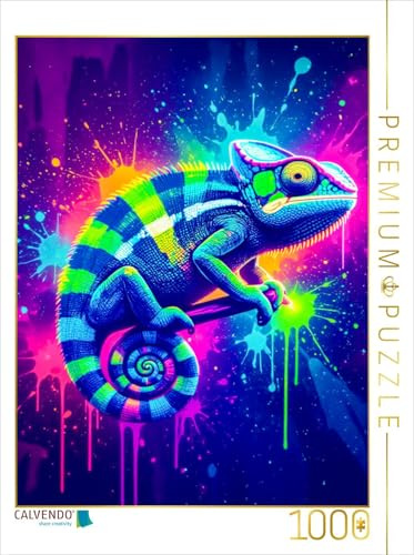 Puzzle · Farbexplosion des Chamäleons | Neon Wildlife · 1000 Teile · Lege-Größe 64 × 48 cm · CALVENDO Puzzle