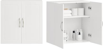 SoBuy Mueble Cocina Pared con 2 Puertas y Estante Ajustable 60x30x60 cm | Armario de Cocina, Armario Pared Salvaspazio de Madera Despensero Moderno, Blanco FRG231-W