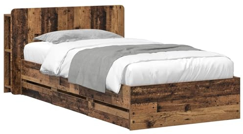vidaXL Bettgestell mit Stauraum Altholz 80 x 200 cm Holzwerkstoff, Moderner Stauraum-Bett, rechteckiger Rahmen, stylisches Mobiliar für Schlafzimmer, effizientes Zuhause