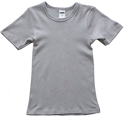 HERMKO 2810 Kinder halbarm Shirt aus 100% Bio-Baumwolle, Kurzarm Unterhemd für Mädchen und Knaben, Farbe:grau, Größe:164