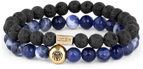 Lucleon by Trendhim Armband Beaded Herren | 2er-Set mit Natursteinperlen auf strapazierfähigem Stretchband | Dänisches Design | Lässiges Accessoire