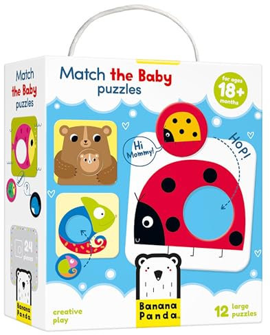 Banana BNP-83 Panda - Match The Baby Puzzle Set, Steckpuzzles für Anfänger & Zuordnungsaktivität für Kinder ab 18 Monaten