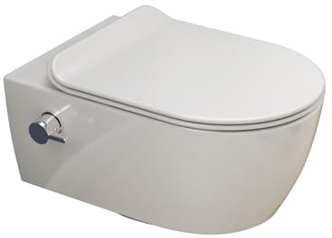 SSWW | Modernes Dusch-WC, spülrandlose Taharet Toilette mit Absenkautomatik, Toilette mit Bidet-Funktion | 52,5 cm lang