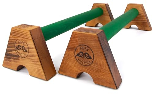 Aries Athletics Midletts Liegestützgriffe aus Holz mit extra langen Griffen für Calisthenics/Yoga/Krafttraining – Handmade in Germany – Nachhaltige Push Up Liegestütz Griffe - Jungle