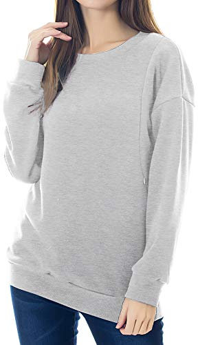Smallshow Pflege Sweatshirt Langarm T-Shirt Bluse Stillen Pullover Tops Stillshirt Light Grey L