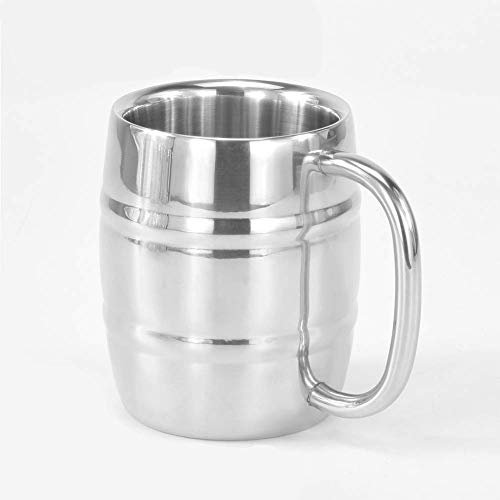Aislado Cerveza Taza - Mantiene Cerveza Hielo Frío Doble Pared Acero Inoxidable Aislado Vino Vaso Timbales con Mango, Café y Té Bebida Taza Viaje Acampada Uso - Como Imagen Show, 300 ml