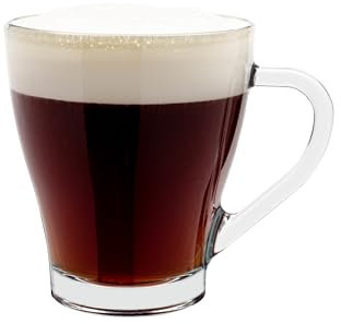 Vikko 9oz Glas Kaffeetassen - dick und langlebig für Kaffee, Tee, Cidre etc. Ideal geschichtete Getränke Mikrowellen- spülmaschinenfest 6er Set Klarglas Becher 8,4 cm Durchmesser x 9,9 hoch