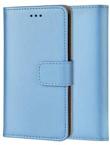 Genuine Leather Bookcase for iPhone 11 Premium authentic Genuine Leather Wallet case with Magnetic, Kickstand, Cash & Card Slots Stockproof Slim Flip bookcase cover 6.1 (Blue)