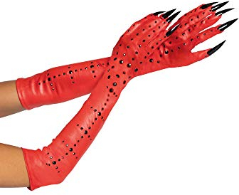 Leg Avenue 2766 00322 Rhinestone Demon Claw Gloves Adult Costumes, Red, One Size