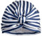 Dilly Daydream Stripey Blue Shower Turban - Lycra Shower Cap - Waterproof Lining - British Made - Machine Washable - All Hair Lengths