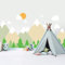 Wandtattoos-Bilder,Schneebedeckte Berge Süße Kinderzimmer Aufkleber Sonne Und Wolkenbaum Spielzimmer Babyzimmer Dekoration, Wandaufkleber Für Jungen, Tapeten Tattoo Applikation-1_266X110Cm