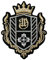 Mono-Quick Bügelbild Aufnäher Patch Applikation zum Aufbügeln College Wappen schwarz Gold 4,5 x 5,5 cm