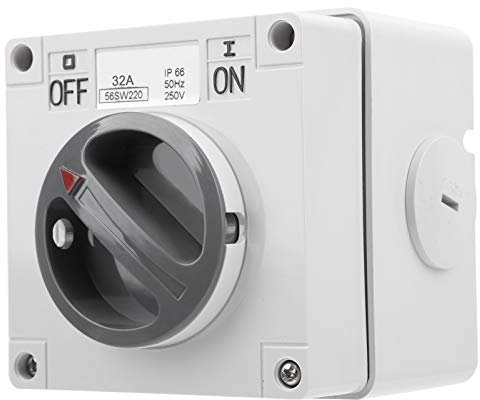 Interruttore Impermeabile Ip66 250V Selettore Rotativo a 2 Posizioni Presa Interruttore On-Off Antipolvere per Uso Esterno(2p 32a)