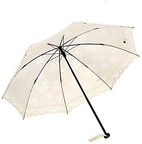 LILYXIN Vintage Lace Parasol, Women's Outdoor UV Sun Parasol Flower Embroidery Folding Umbrella, Lace Pattern for Small Umbrella Series Full of Feminine (White)
