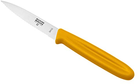 KUHN RIKON Swiss Knife - Cuchillo para verduras (hoja dentada, acero inoxidable, con protector de hoja), color amarillo