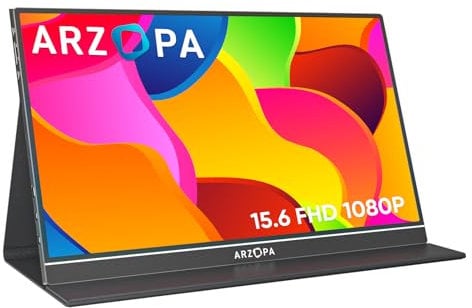 ARZOPA Portable Monitor, S1 Table 15.6'' 1080P FHD Laptop Monitor USB C HDMI Computer Display HDR Eye Care External Screen with Smart Cover for PC Mac Xbox PS5