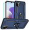 Samsung A22 5G Hülle, A22 5G Metallring Handyhülle & Schutzfolie, Hybrid Case Ständer Stoßstange Handy Hüllen Cover für Samsung Galaxy A22 5G (Blau)
