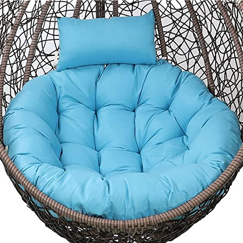GAOXIAO Schaukel Hängekorb Rund Sitzkissen, Abnehmbares und Waschbares Dickes Hängesessel Sitzkissen mit KopfstüTze, Hängendes-Ei-Stuhl-Kissen für Indoor-Outdoor-Patio Garden(Color:Blau)