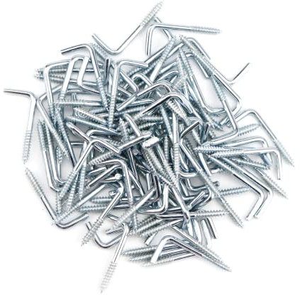 LNQ LUNIQI L-förmige Schrauben, selbstschneidende Schrauben, 7 Formen, rechtwinklig, Metall, Fotorahmen, Hakenschrauben zum Aufhängen, verzinkt (13 x 33 mm), 100 Stück