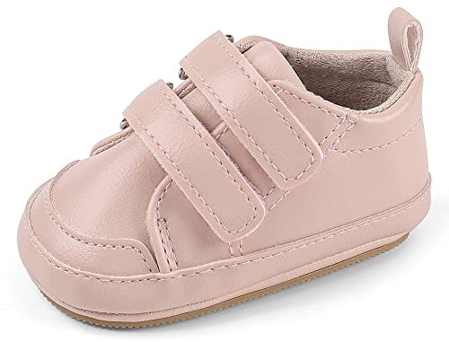 Cheerful Mario Scarpe Neonato Scarpine Primi Passi Scarpine Bimbo Infante Prewalker in Pelle Antiscivolo Suola Morbida Rosa Solido 6-12 Mesi
