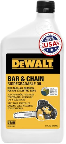 DEWALT Biodegradable Chainsaw Oil High Performance, Non Toxic Professional Lubricant Green, Eco-Friendly, Ultraclean, All Season Bar & Chain Lube, 16 oz (32 oz)
