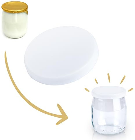 DIY Creation - 12 Couvercles pour Pot de Yaourt La Laitière et autres bocaux en verre de diamètre 56mm - Fabrication Française - Clipsables, Hermétique, Étanches - Sans BPA, Qualité Alimentaire