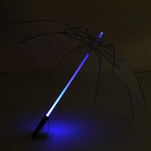 YANYUESHOP LED Lightsaber Umbrella, Light up Golf Umbrellas with 7 Color Changing On The Shaft Flashlight Umbrella for Safely Night Walking(Transparent)