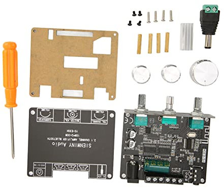 VBESTLIFE Placa Amplificadora de Sonido, Módulo Amplificador de Potencia DC 9 a 24V Bluetooth 5,1, Placa Amplificadora de Sonido de Ajuste de Perilla HiFi de 2,1 Canales