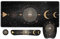 Anyshock Desk Matt, Gaming Mouse Pad with Wrist Rest, Keyboard Wrist Rest, 4 in 1 Ergonomic Desk Pad Mat XXL Large with Coaster Set, Non-Slip Big Keyboard Mat for Office School, Black Moon Sun Phase