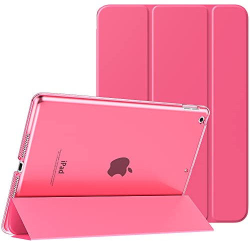 MoKo Funda para Nuevo iPad 9ª Generación 2021/iPad 8ª Generación 2020/7ª Gen 2019, iPad 10.2 Case, Ultra Delgada Cubierta Soporte Plegable Estuche Inteligente Trasera Transparente, Rojo Sandía