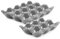 Flexzion 12 + 6 Cups Ceramic Egg Holder for Fridge - 18 Porcelain Egg Tray Container Keeper Storage Organizer Decorative Serving Stand Serveware for Refrigerator Countertop Display Kitchen (Gray)