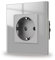 JIMEIDA Steckdose Glas in Grau Unterputz,1 Fach Schuko Steckdosen Schutzkontakt Wandsteckdose 16Amp,250V,86mm*86mm