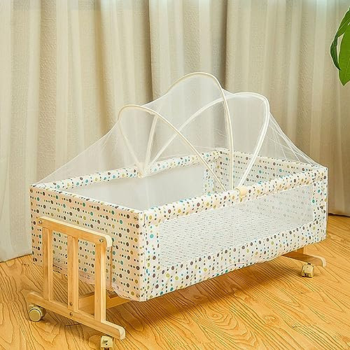 King of Dreams Berceau de bébé en Bois, avec moustiquaire, Teinte pour Matelas 85 x 48 cm
