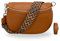 BRISE Bauchtasche Damen Echtleder AFIA Silber Handgemachte Umhängetasche Crossbody Bag mit Ledergurt + Optionalen Breiten Gemusterten Riemen 3 Fächer Hüfttasche Made in Italy (Cognac Braun-Silber 2)