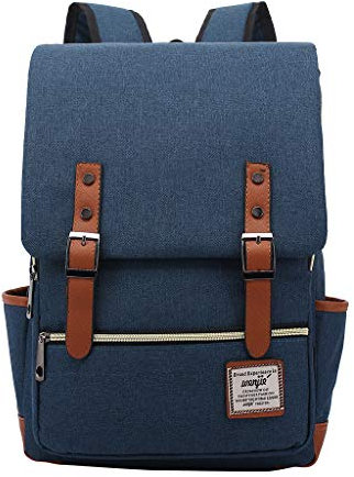 Youyu77 Rucksäcke Für Schule Groß Outdoor-Men 14 '' 16 '' Retro-Leinwand Frauen Fashion-Rucksack Rucksack Kinderrucksack mit Feuerwehrmotiv (Dark Blue, 16寸)