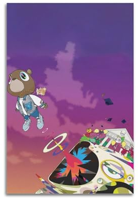 VENBER Kanye West Abschluss-Albumcover-Kunst, Leinwand-Wandposter, 30 x 45 cm, moderne Familiendekoration