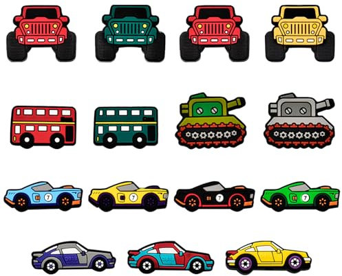 15 PCS Silicone Focal Beads for Pens Character Car Shape Silicone Beads for Keychain Making Silicone Beads Bulk for Jewelry Making Bracelet Necklace Handmade Crafts (Truck, Sports car, Tank, Bus)