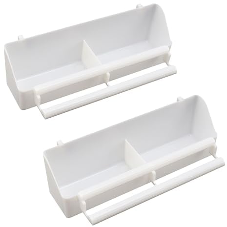 AOVNA 2Pcs Bird Cage Feeder Plastic Bird Food Bowl Bird Hanging Bowl with Compartment Bird Water Cage Accessories for Small Birds Pigeons Parakeet Canary Sparrow Cage Bowl