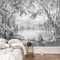Fotomural Blanco Y Negro Bosque Mural Línea Retro Europea Selva Tropical Pintura Selva 400CM(W)*280CM(H)