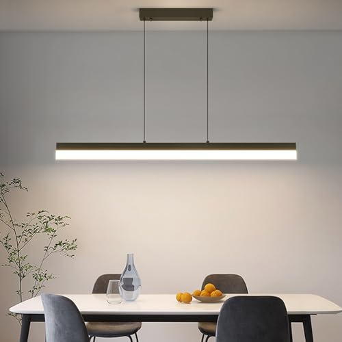 Mikeru Pendelleuchte esszimmer, 32W 80cm Esstischlampe hängend, Kronleuchter Dimmbar Mit Fernbedienung Hängelampe Esstisch, 1-150cm Esszimmerlampe Höhenverstellbar, Esszimmerlampe Schwarz