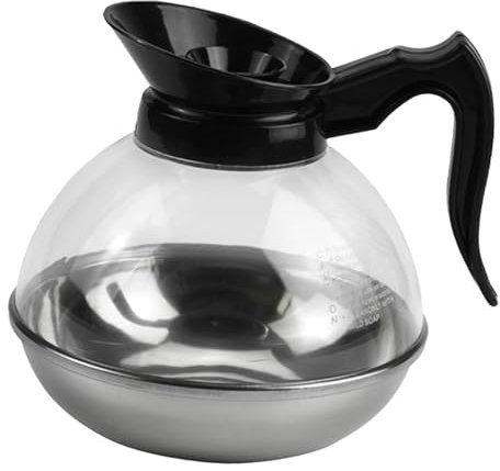 Qianly Coffee Jug, Stainless Steel Bottom Hot Plate Base Tea Pot Restaurant Glass Coffee Heated Decanter