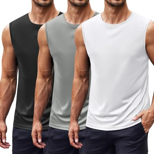 COOFANDY Men's Tank Top 2er / 3er Pack Sleeveless T-Shirt Workout Summer Muscle Tanktops Bodybuilding Quick Dry Tank Tops with UPF 50+ Sun Protection